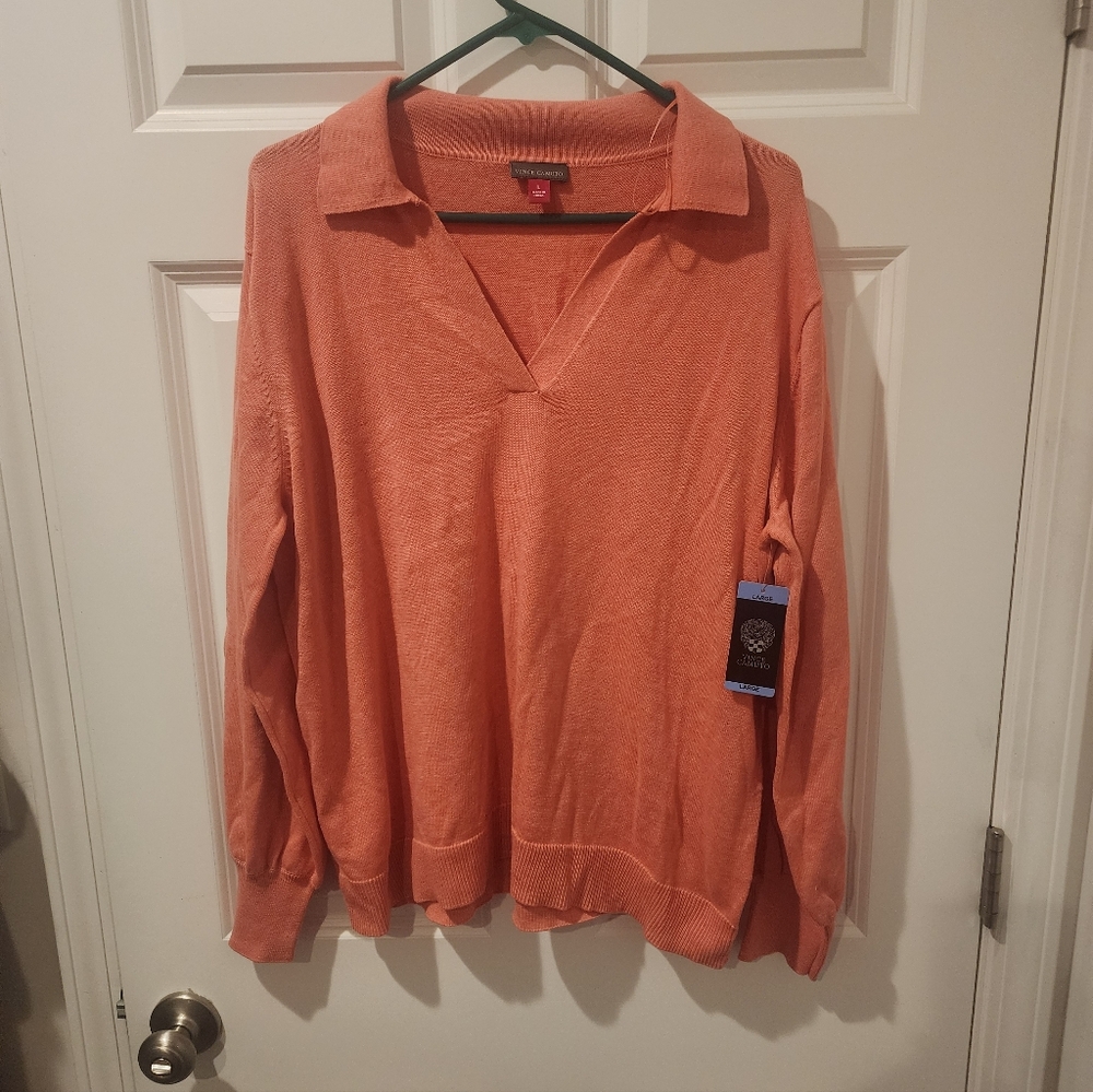 Vince Comuto Womens Large Coral V Neck.